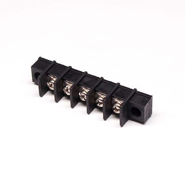 Elecbee Barrier Tterminal Blocks Straight 5pin 2 Holes Flange Black Connector for Cable