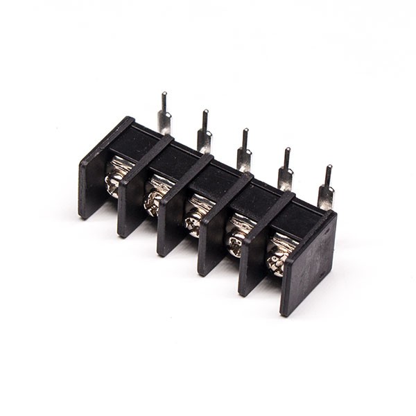 Elecbee Right Angle Barrier Terminal Block 5pin Black PCB Mount Black Connector
