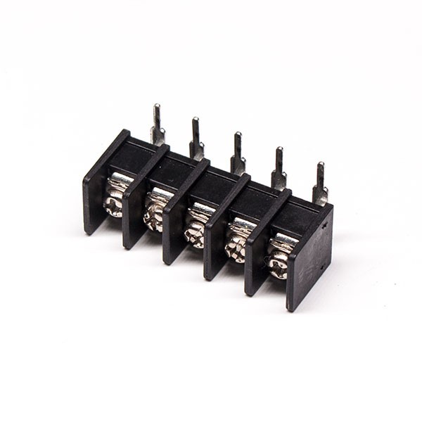Elecbee Right Angle Terminal Block Connectors 5pin PCB Mount Black Barrier