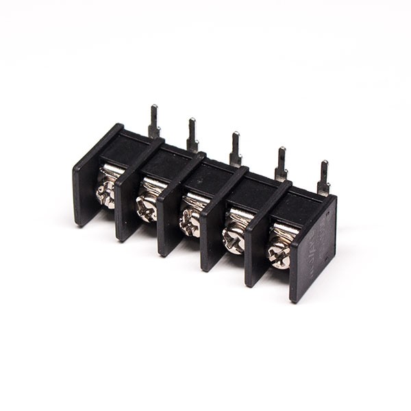 Elecbee Tri Barrier Terminal Blocks 5pin Black Right Angled Straight Through Hole