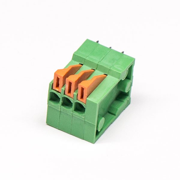 Elecbee Spring Cage Connection Terminal Block 6pin Through Hole PCB Mount Green