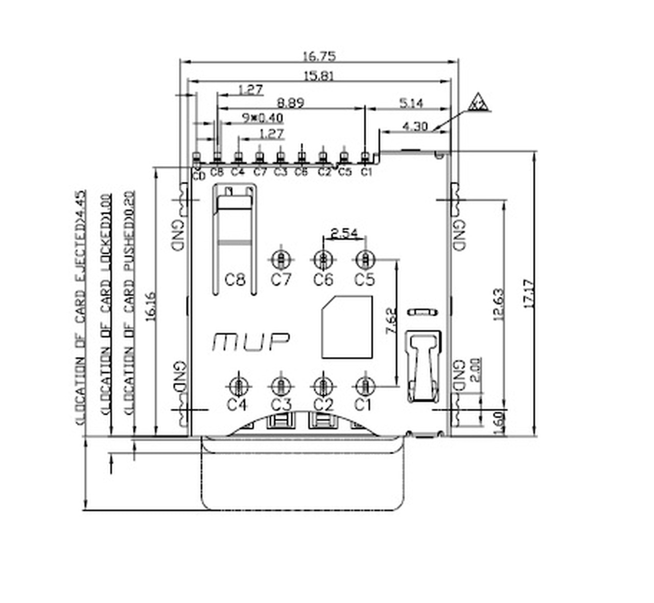 Elecbee Micro SIM Card Connector MUP-C792 8P (Push-Push Lock Type)