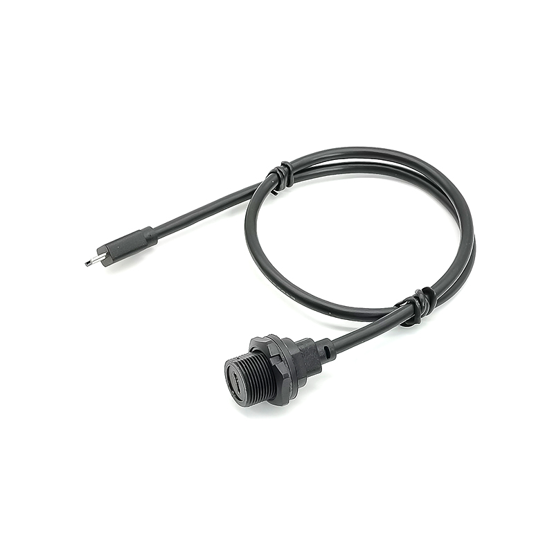 Elecbee Waterproof Micro USB Male to Female Back mount Receptacle Overmolded Cable 50cm