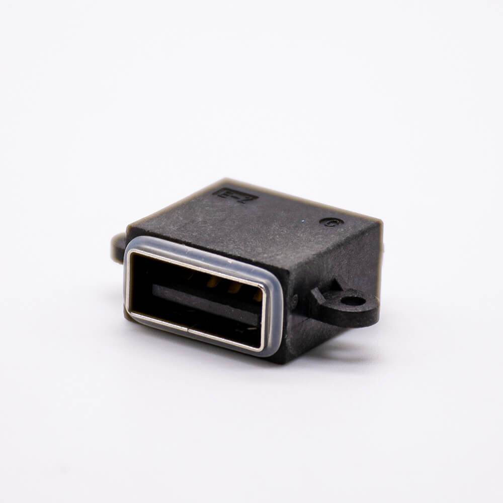 Elecbee USB Waterproof Connector A Female Socket IPX8 4Pin USB2.0 A Offset Type 90 Degrees