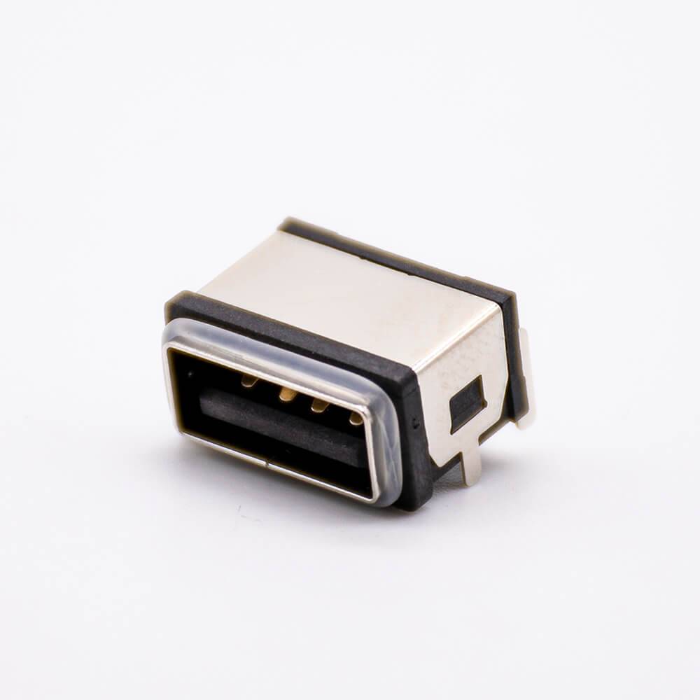 Elecbee Waterproof USB Connector Female 4P Socket IPX8 Type A SMT 90 Degrees