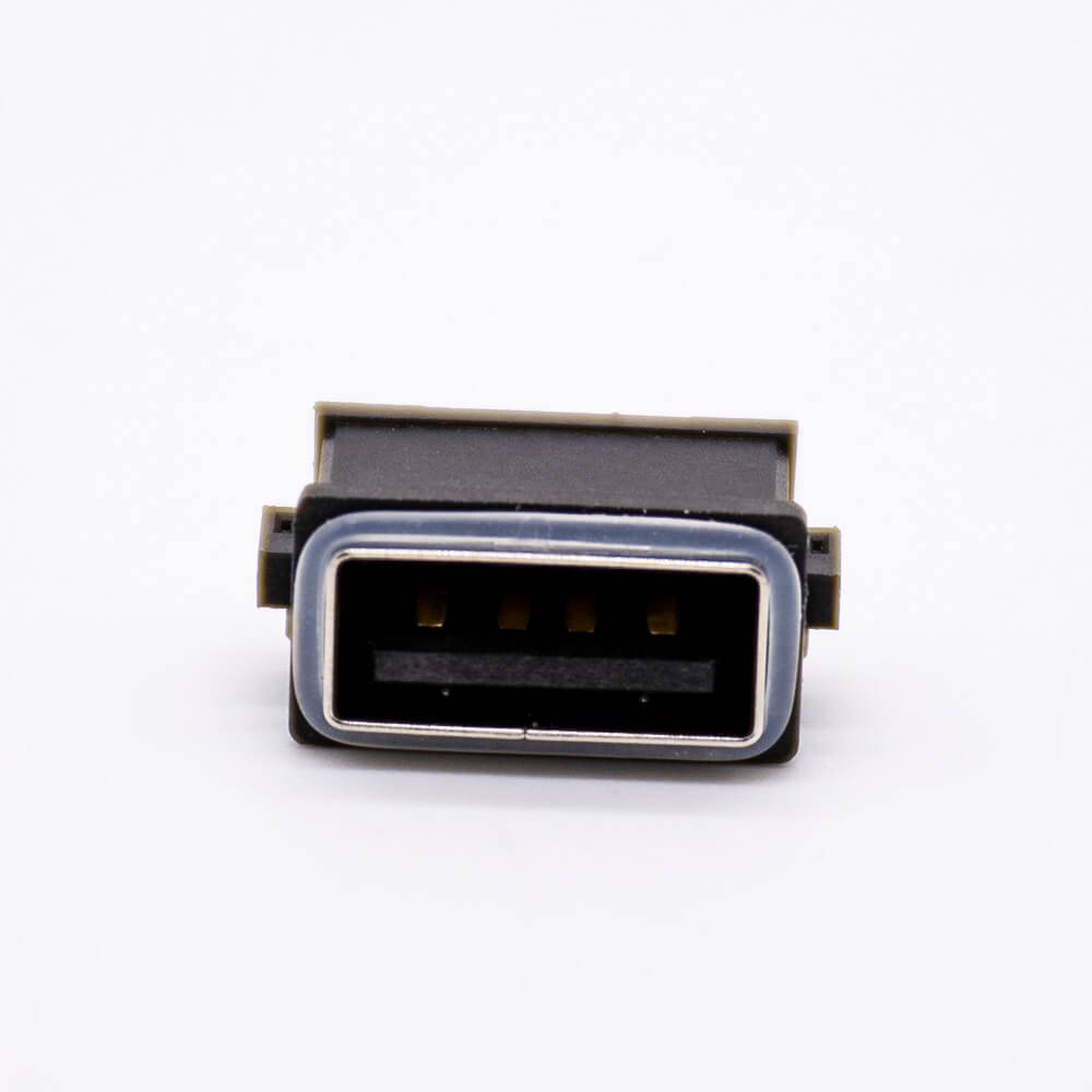 Elecbee Waterproof USB Female Socket 4 Pin IPX8 Type A Offset Type Straight With Waterproof Ring