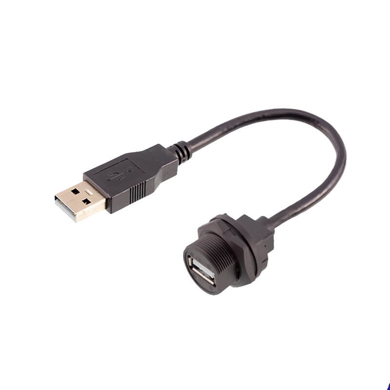 Elecbee Waterproof USB2.0 Female Receptacle to Male Overmolded with Cable 50cm