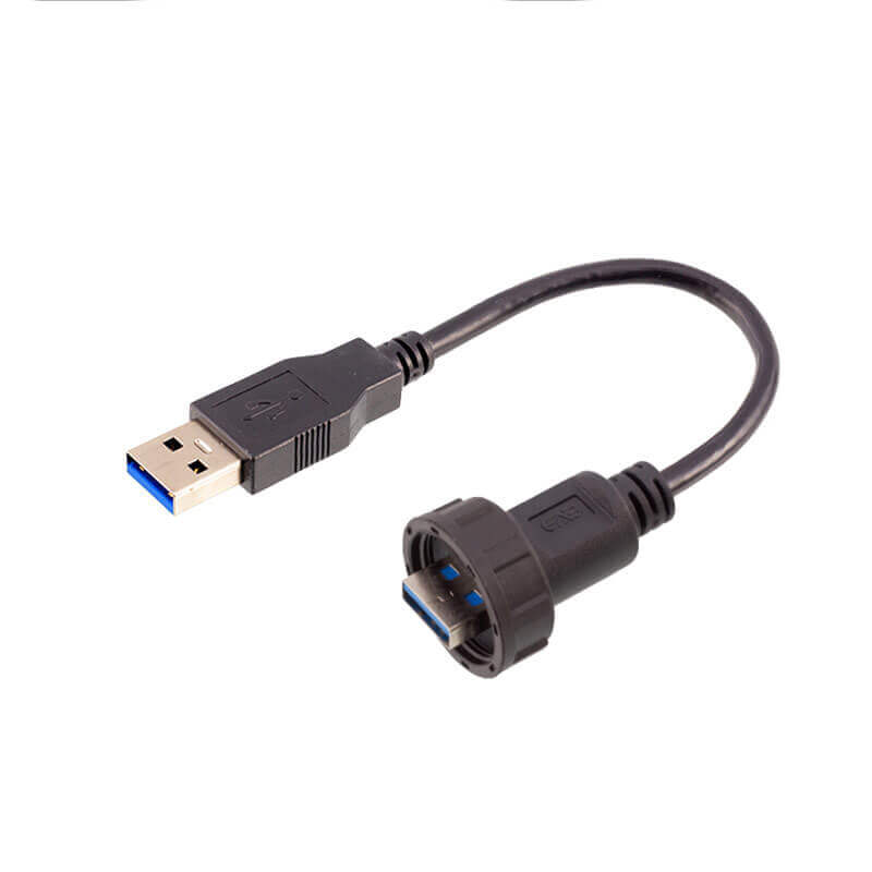 Elecbee USB 3.0 Waterproof Male to Male Overmolded with Cable Waterproof Plug Extension Cable 50cm