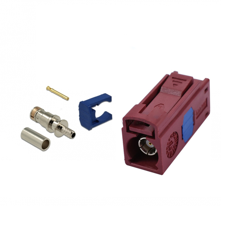 Elecbee Fakra Female Connector L Code (long) Crimp Solder For RG174 Cable