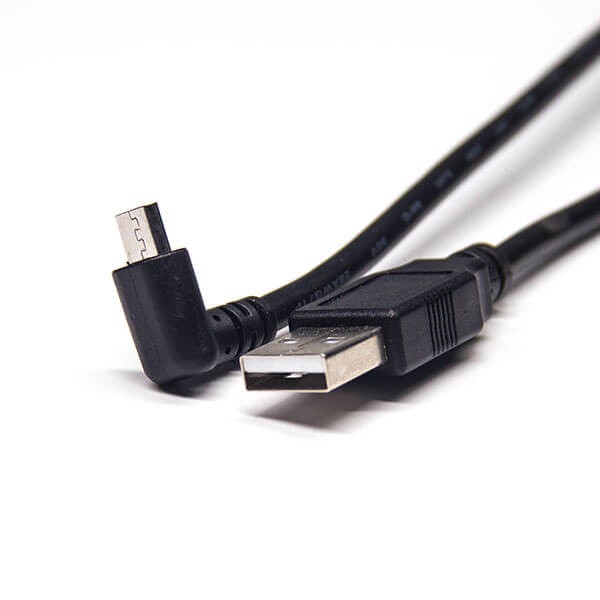 Elecbee 20pcs Right Angle Micro USB Plug Down Angle to USB 2.0 A Male 1M Cable 25cm