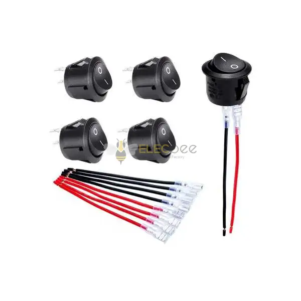 20mm Rounder Rocker Switch Round 20MM ON-OFF Rocker Switch with Wire and Terminals - Great for ...