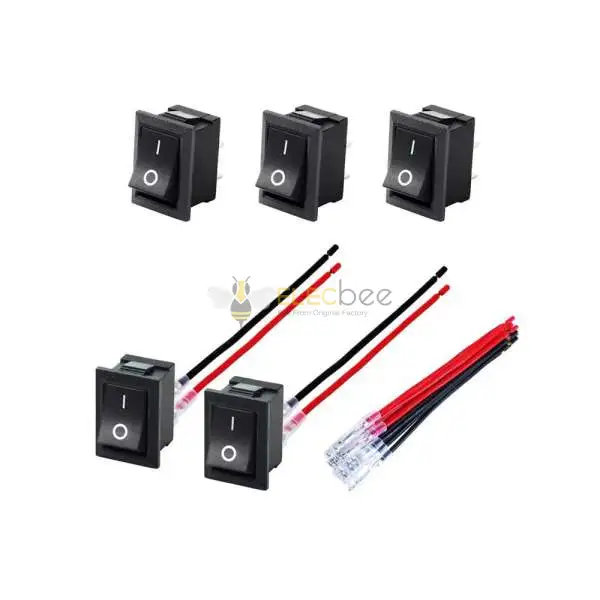 20mm Rounder Rocker Switch Round 20MM ON-OFF Rocker Switch with Wire and Terminals - Square KCD1 ...