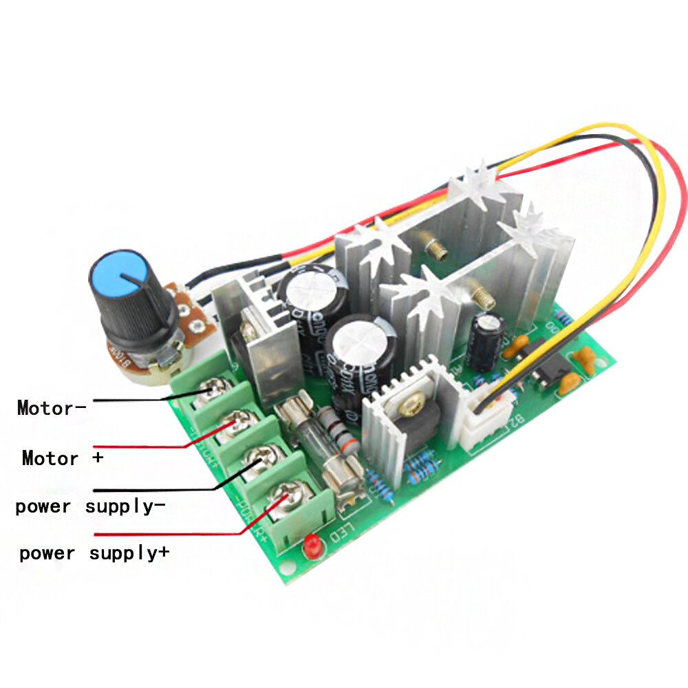 PWM motor controller terminal wiring for motor and DC power supply