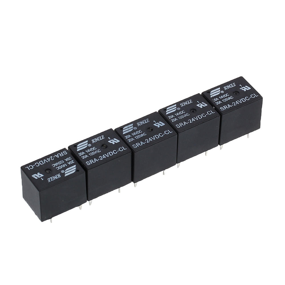 Elecbee 5Pcs SRA-05VDC/12VDC/24VDC-CL T74 20A 5Pin Relay Module