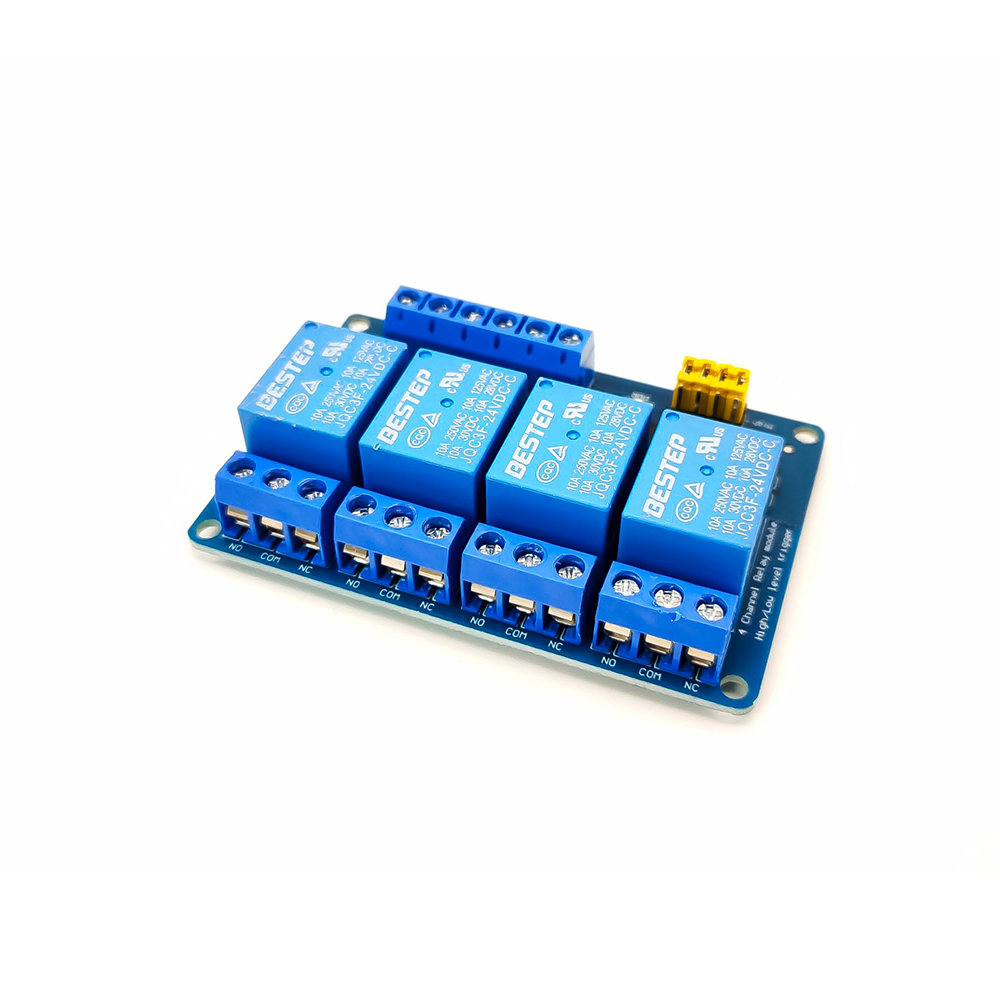 Elecbee 4 Channel 24V Relay Module with Optocoupler High or Low Level Trigger Expansion Board for Raspberry Pi Arduino