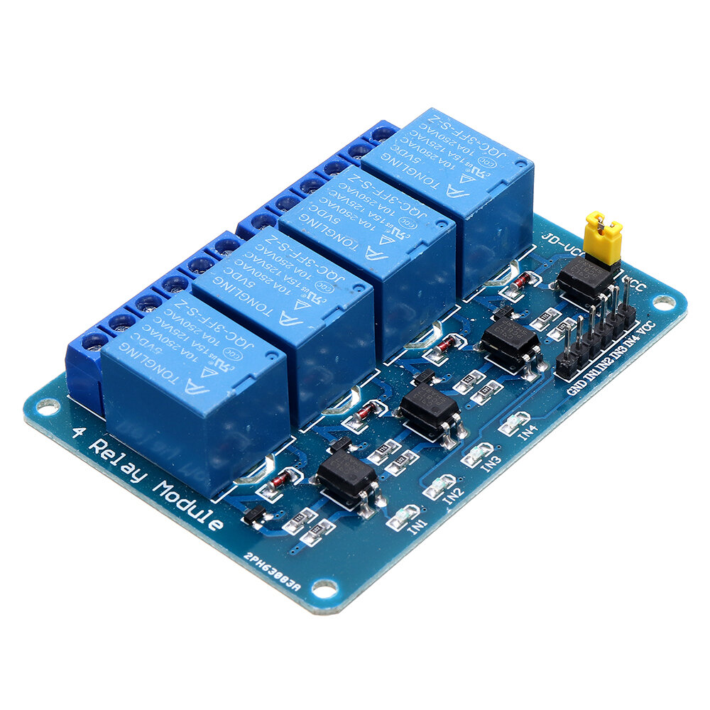 Elecbee Arduino-Compatible 5V 4-Channel Relay Module - High Current Control (10A) for Industrial   Home Automation