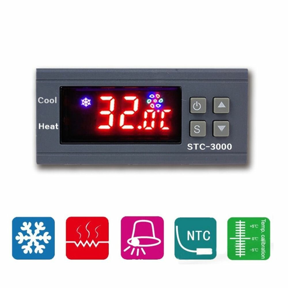 STC-3000 Digitale temperatuurregelaar, Keenso 110 V-220 V, temperatuurregelaar, temperatuurmodule, touchscreen met sensor (30 A