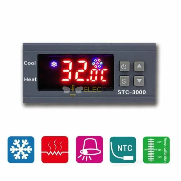 STC-3000 Digitale temperatuurregelaar, Keenso 110 V-220 V, temperatuurregelaar, temperatuurmodule, touchscreen met sensor (30 A STC-3000 Digitale temperatuurregelaar, Keenso 110 V-220 V, temperatuurregelaar, temperatuurmodule, touchscreen met sensor (30 A