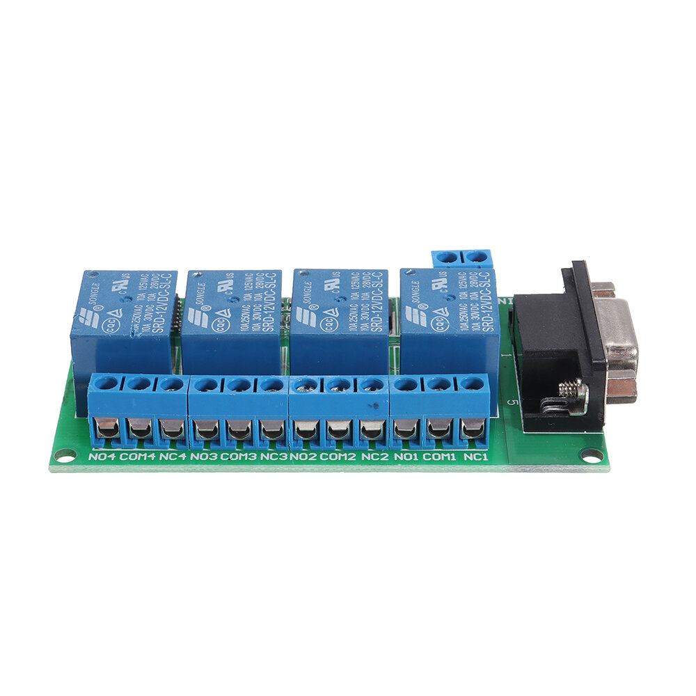 Modulo Relè 4 Canali RS232 Per PC – Controllo Seriale DC 12V Con Interfaccia USB E DB9, Ideale Per Cancelli E Garage