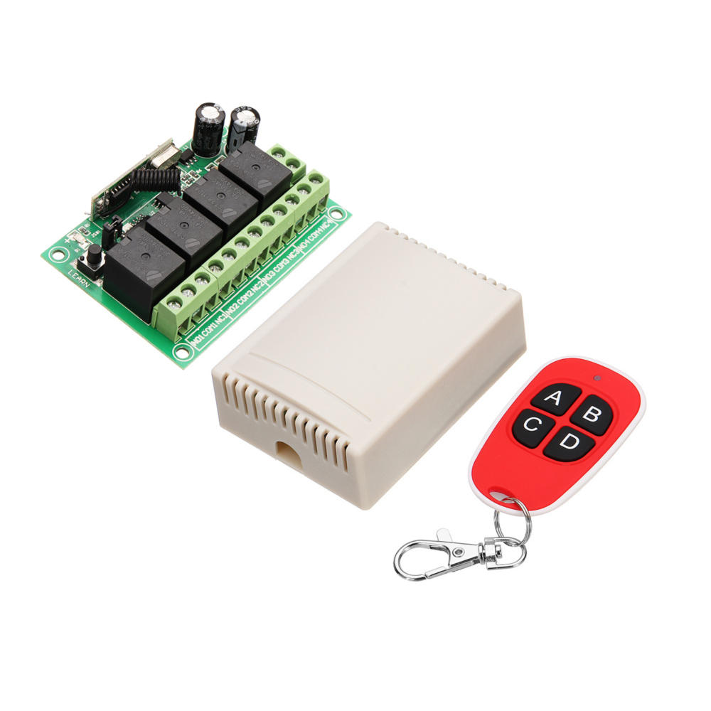 Elecbee 433MHz DC 12V Learning Type Four Way Wireless Remote Control Switch 4CH Channel Relay Control Module