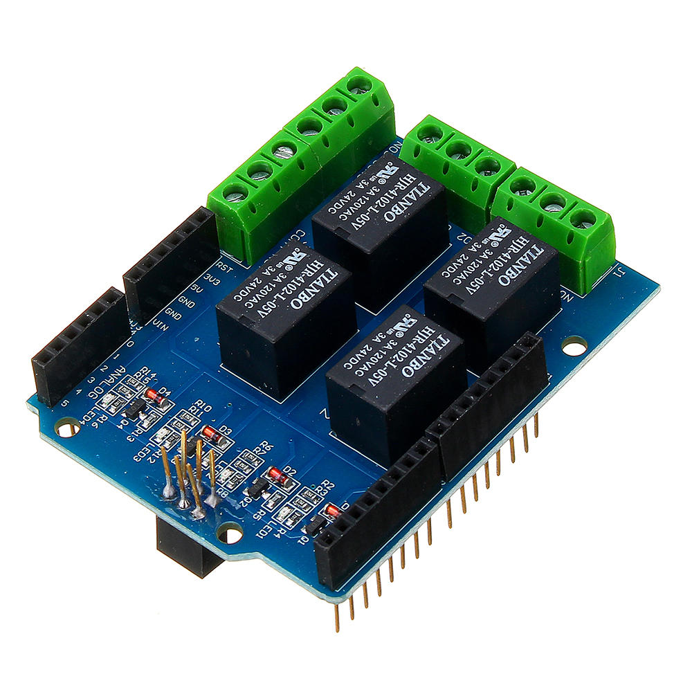 Elecbee 5V 4CH 4 Channel Relay Shield Extended Relay Module for Arduino - products that work with official Arduino boards