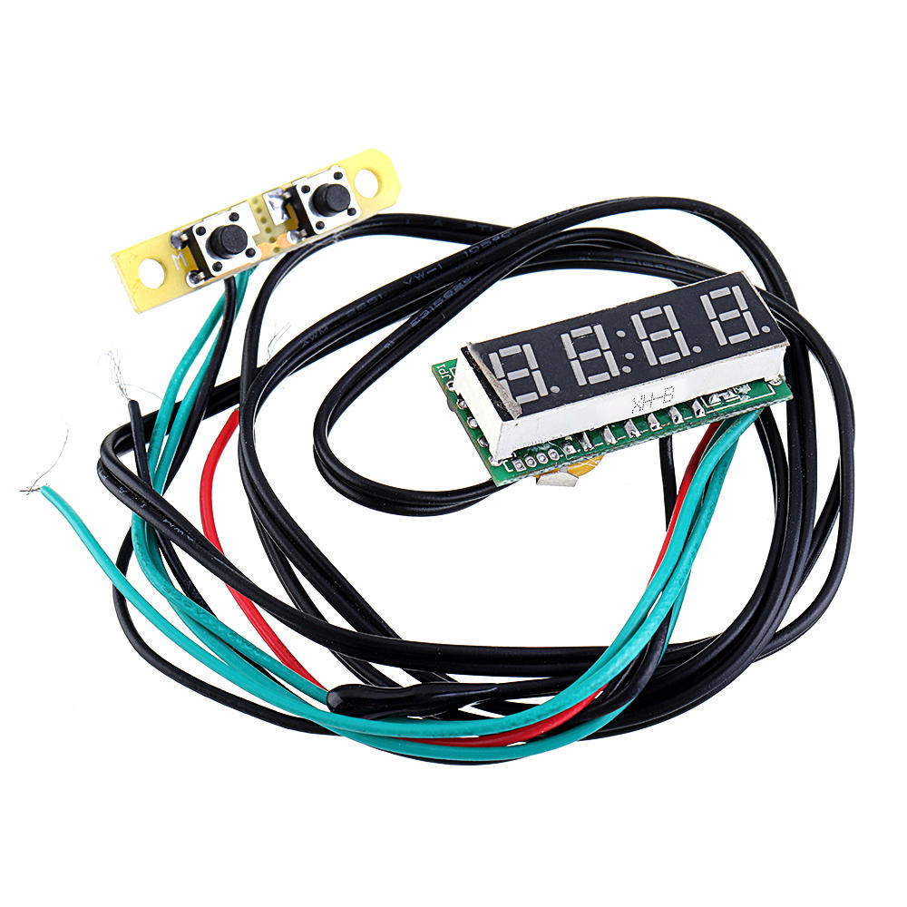 Elecbee 0.28 Inch 3-in-1 Time + Temperature + Voltage Display with NTC DC7-30V Voltmeter Electronic Watch Clock Digital Tube Green
