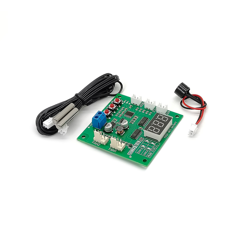 Elecbee DC 12V 24V 48V 2路冷却PWM 4线风扇温度控制器温度速度显示