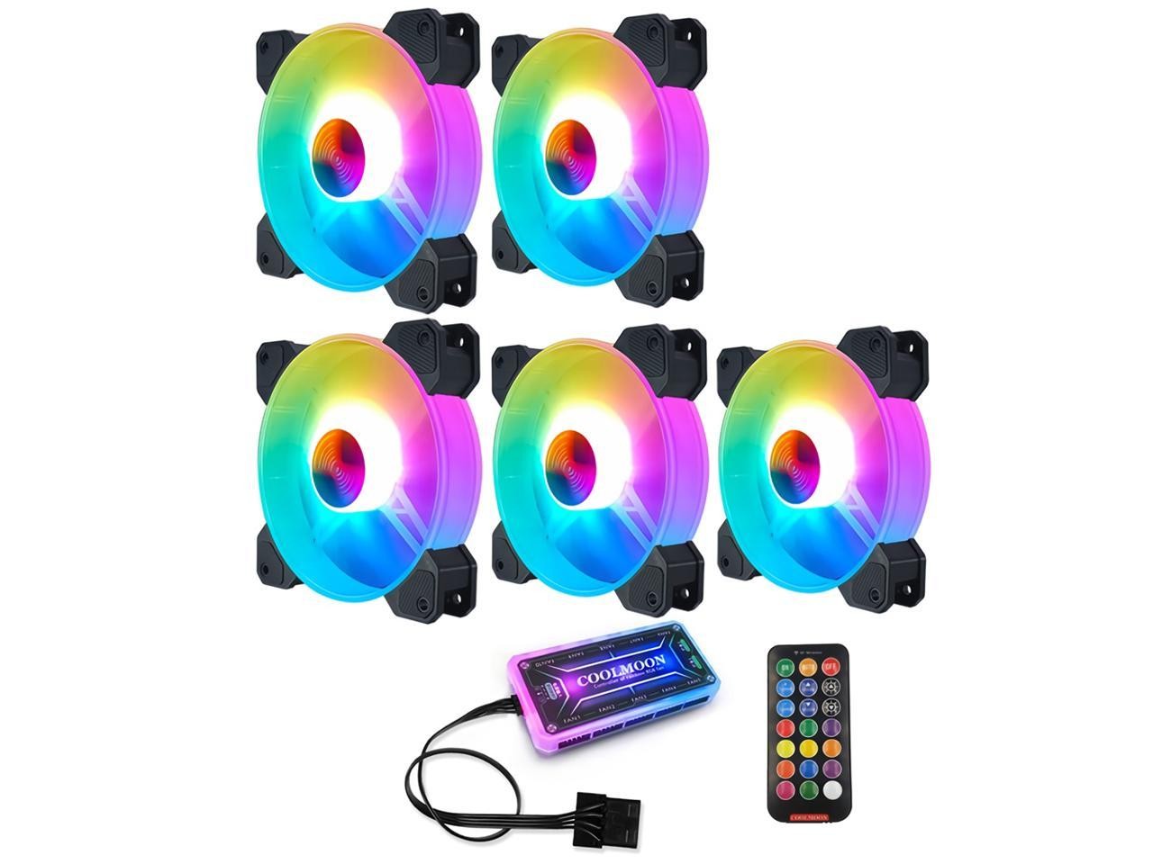 Elecbee 12 厘米 RGB 冷却风扇静音电脑机箱机箱风扇电脑 PC 冷却器适用于 PC 电脑 CPU 5 件