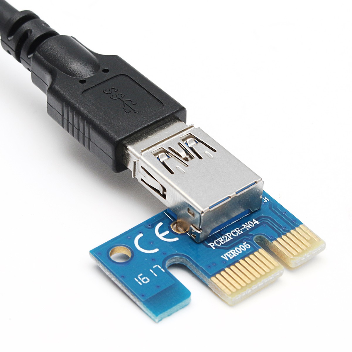 Elecbee ETH GPU 挖矿 0.6m USB3.0 PCI-E 1x To16x Extender Riser 卡适配器延长电源线