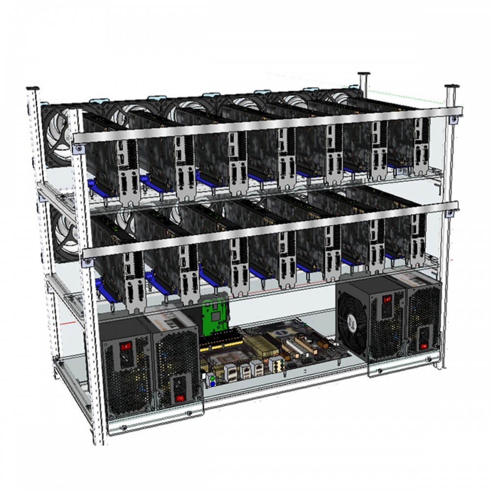 Mining Rig Frame Open Air 14 GPU Miner Mining Frame Rig Case mit 12 LED ...