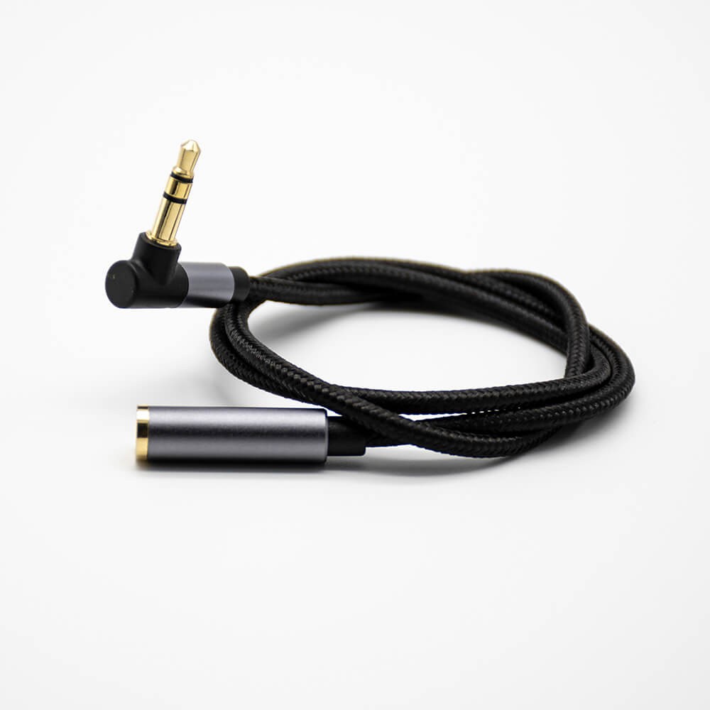 Elecbee 3 Pole 3.5mm Straight Male to 90 Degree Female Audio Earphone Cable 0.5M-3M 2m