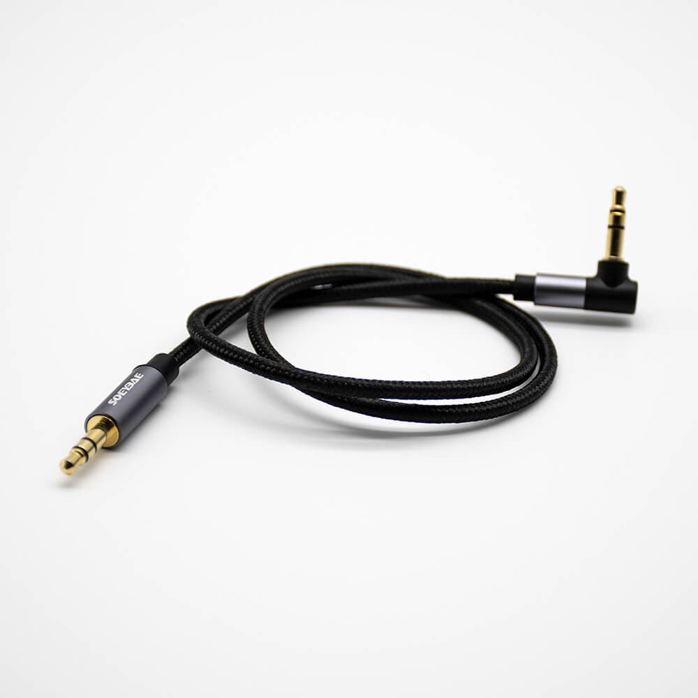 Elecbee 3 Poles 3.5mm straight Male to Male 90 Degree Gold Plated Headphone Plug Audio Cable 0.5M-3M 0.5m