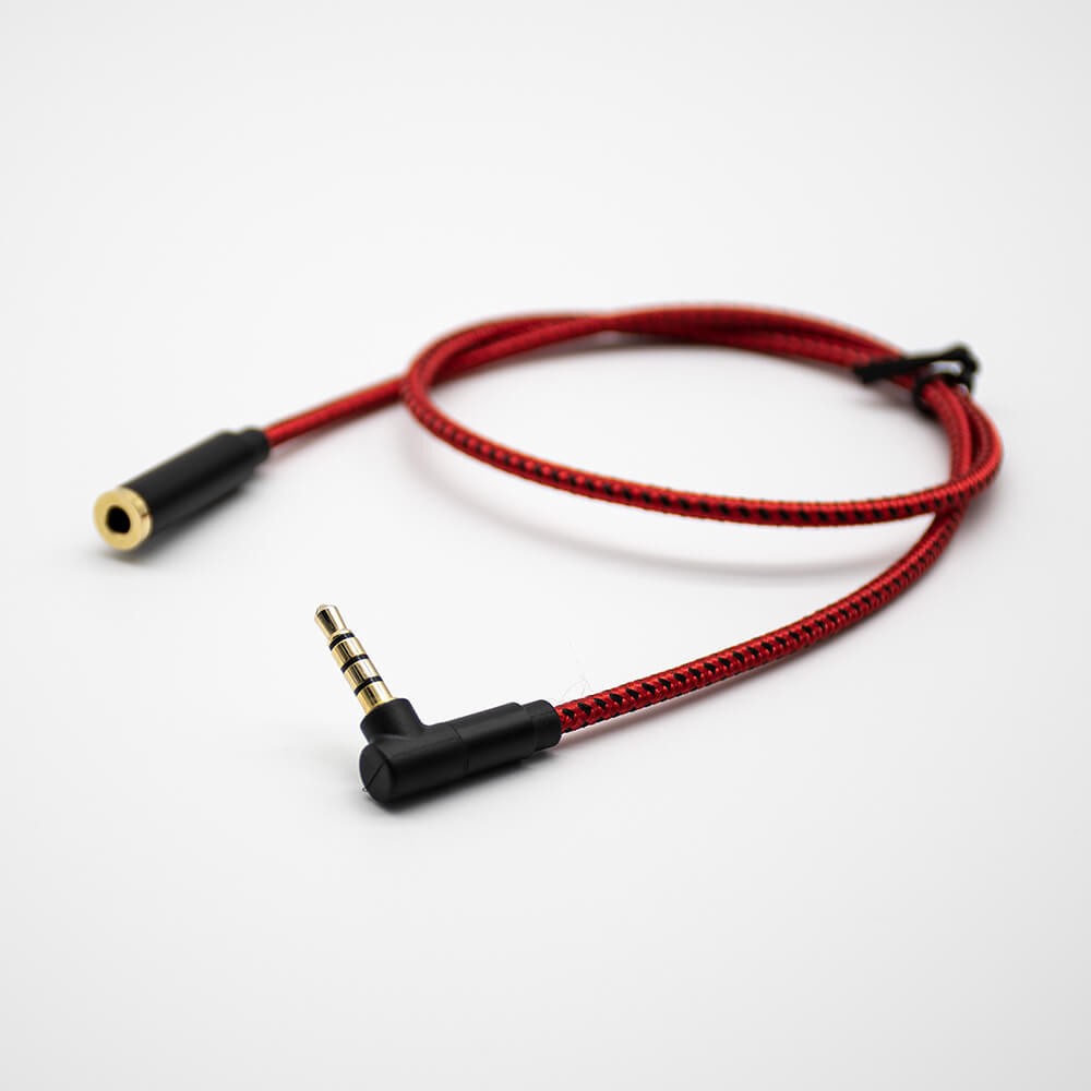 Elecbee 4 Pole Right Angle Male to 180° Female Headphone Plug Audio Cable 0.5M-3M