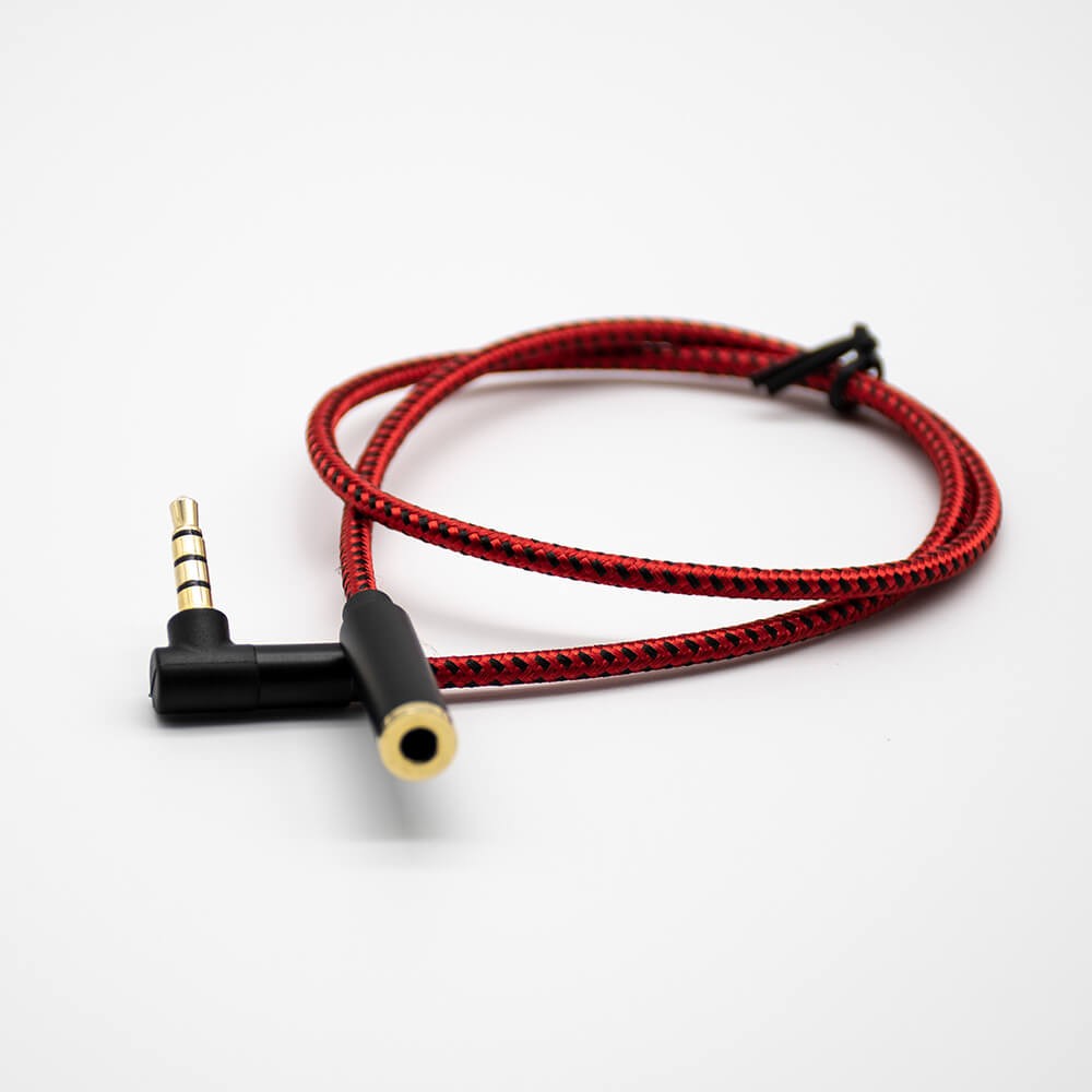 Elecbee 4 Pole Right Angle Male to 180° Female Headphone Plug Audio Cable 0.5M-3M 5m