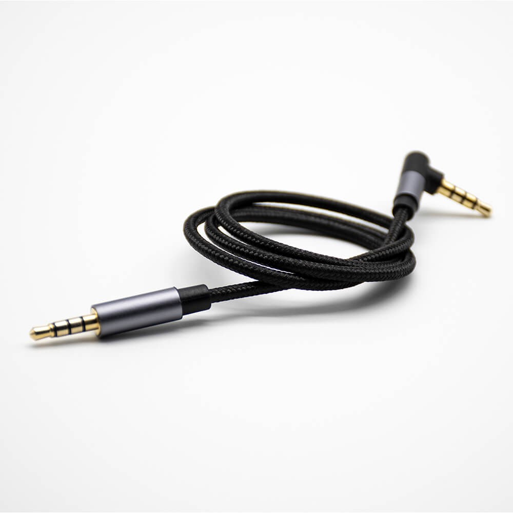 Elecbee 4 Pole Straight Male to Right Angle Male Gold Plated Plug Audio Cables Black 0.5M-3M 2m
