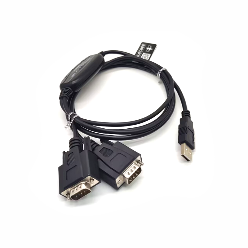 Elecbee USB A 2.0 To 2 Port DB-9 Port RS232 With Ftdi Chip 1.5M