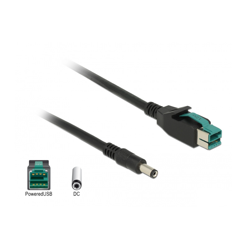 Elecbee IBM Epson Printer Connection Cable Powered USB 12V To DC5521 Barcode Scanner Cable