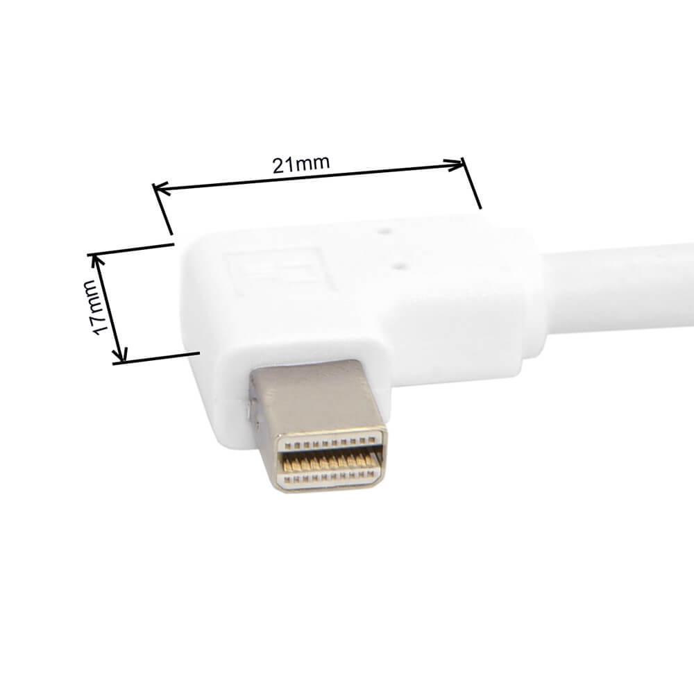 Elecbee Cable Mini Displayport Male Light 90 Degree to Mini Displayport Straight Male 0.5MConnector