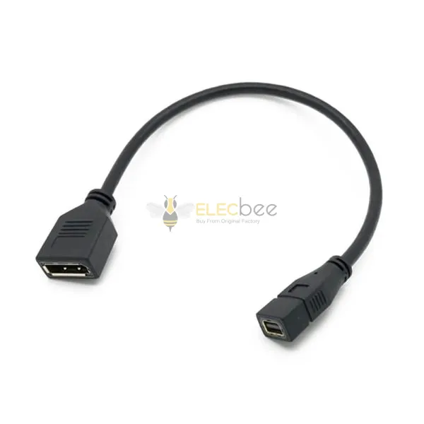 Elecbee Mini Displayport para displayport feminino para feminino adaptador reto cabo 0,3 m