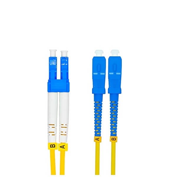 Elecbee Fiber Optic Patch Cables 3Meter LC to SC Duplex 9/125μm OS2 Single-mode Fiber Optic Cable Jumper Plenum(OFNP)
