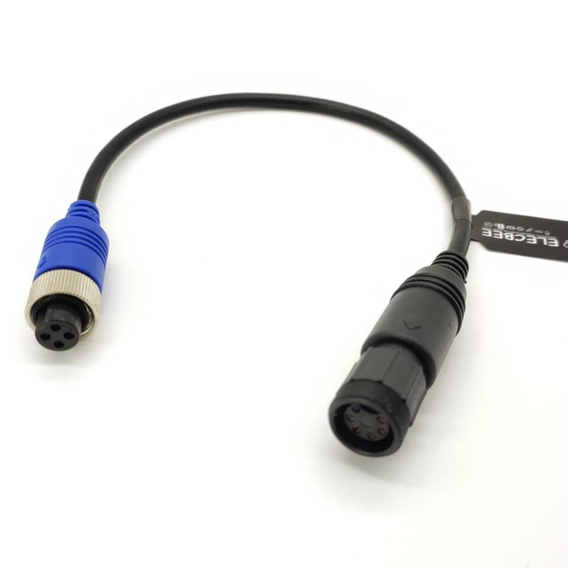 Elecbee MINI DIN Connector Female 6 Pin Plastic Thread Head To GX12 4 Pin Female Injection Cable 24AWG PVC 30CM