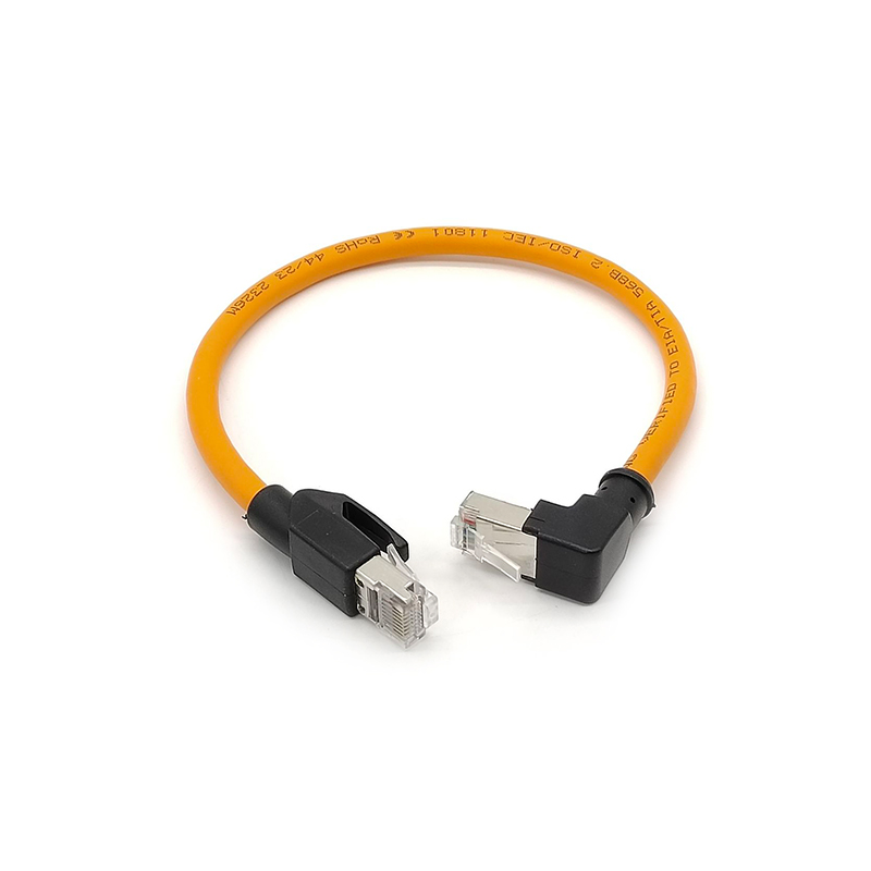 Elecbee 90 Degree Angle RJ45 Male to Male Network Extension 30CM Cable Orange Color