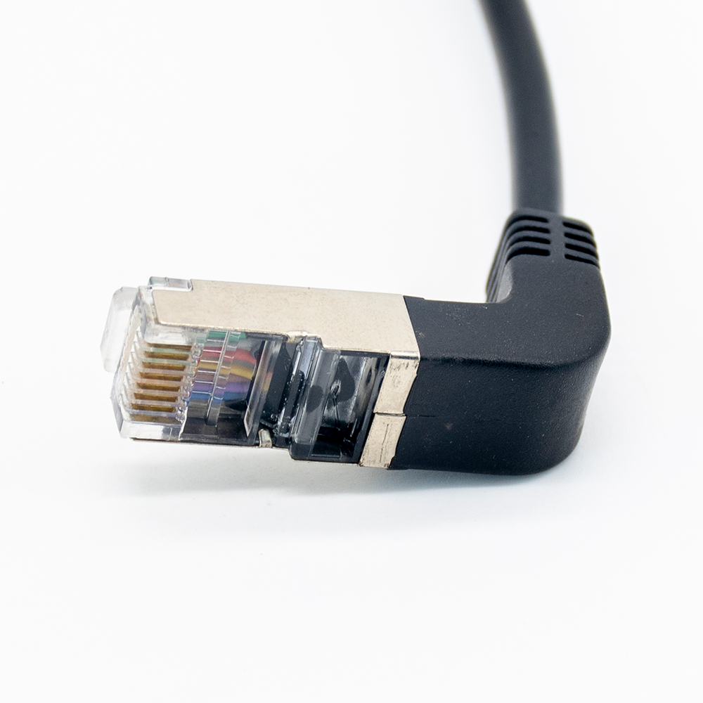 Elecbee 90 Degree RJ45 Cable 0.6M Male to Female Screw Panel Mount Ethernet LAN Network Extension