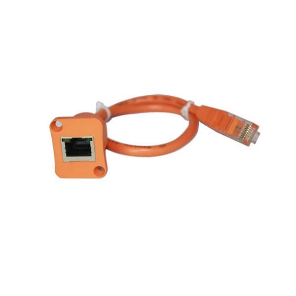 Elecbee Panel Mount RJ45 Extension Cable Female 30CM With LEDS Shield to Male Plug Adapter Connector