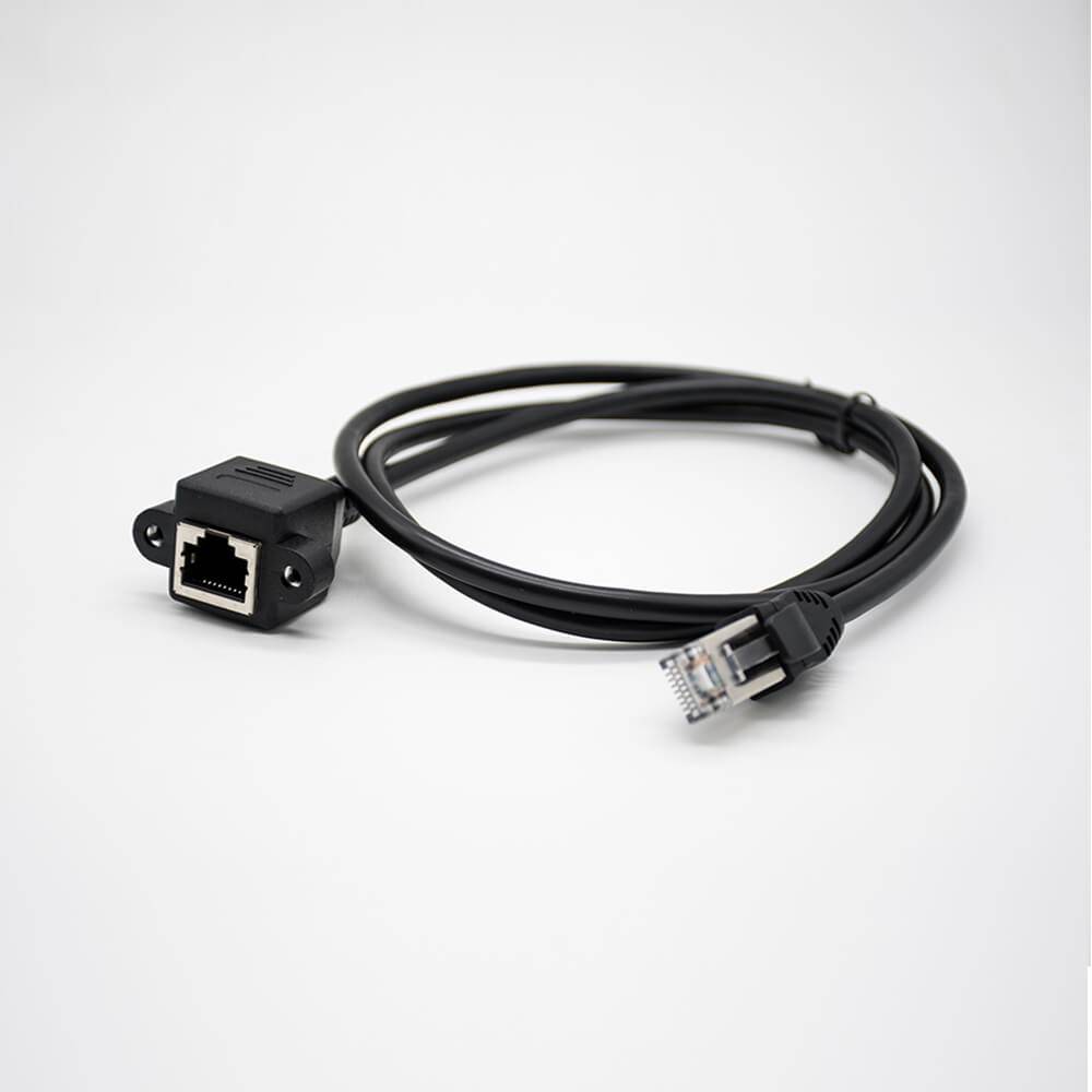 Elecbee RJ45 Cable Connector Male to Female RJ45 Interface Straight Black Cable