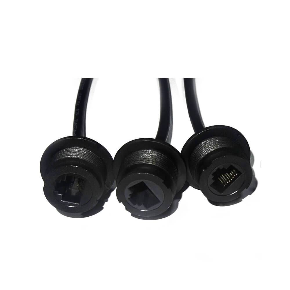 Elecbee Waterproof rj45 ethernet Connector LOCK Socket Female to Male Connector with Cable