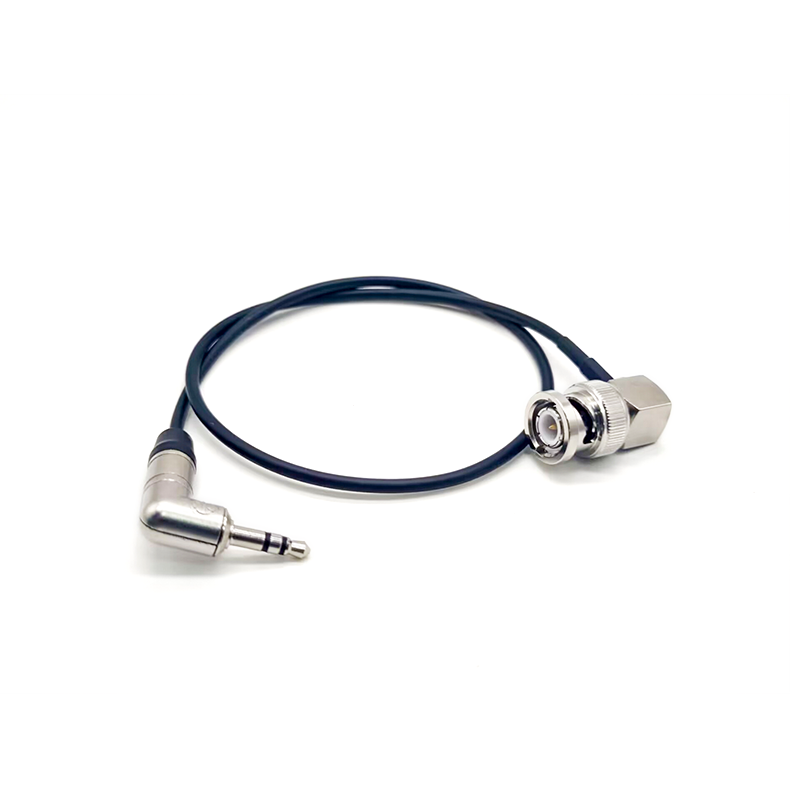 Elecbee BNC Straight to 3.5mm Cable Assembly 75ohm BNC Male to Right Angle Nutirk 3.5mm with RG174 Cable 40CM