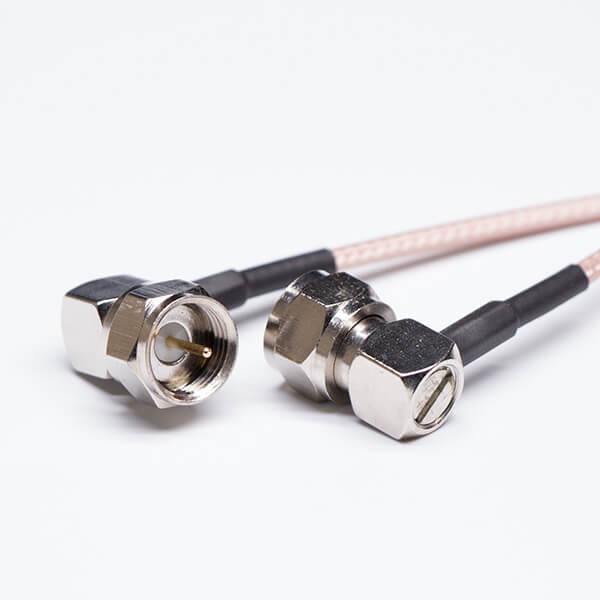 Elecbee F-type Coaxial Aerial Cable 90 Degree Solder to Brown 75Ohm Cable RG179