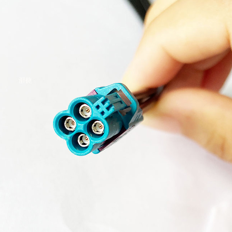 Elecbee FAKRA Z型直公短体四线转Mini四合一汽车LVDS线束迷你射频延长线50CM RG316 罗森伯格