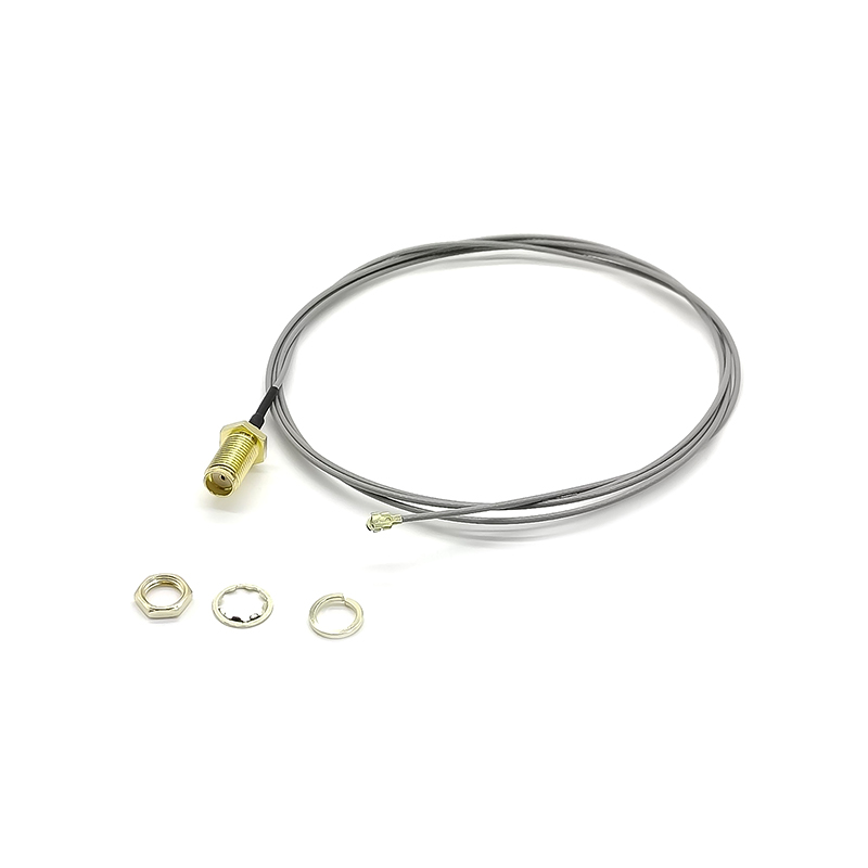 Elecbee SMA Bulkhead Cable Dustproof Straight Socket with RF1.13 Gray Coaxial IPEX Pigtail 100cm